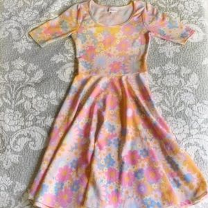 LuLaRoe Pale Pastels Floral Nicole Midi Dr…